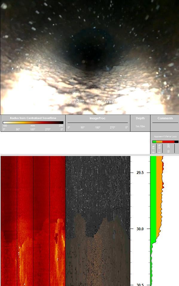 Calcification and apparent metal loss observed in a water well